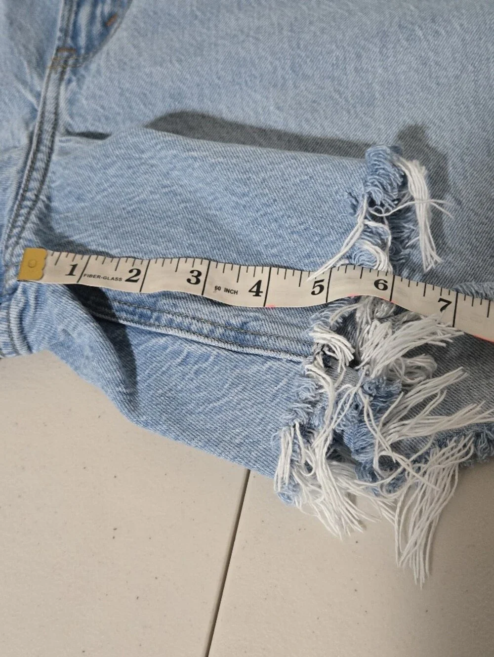 Abercrombie The Loose Fit High Rise Light Wash Distressed Denim Shorts - Size 32